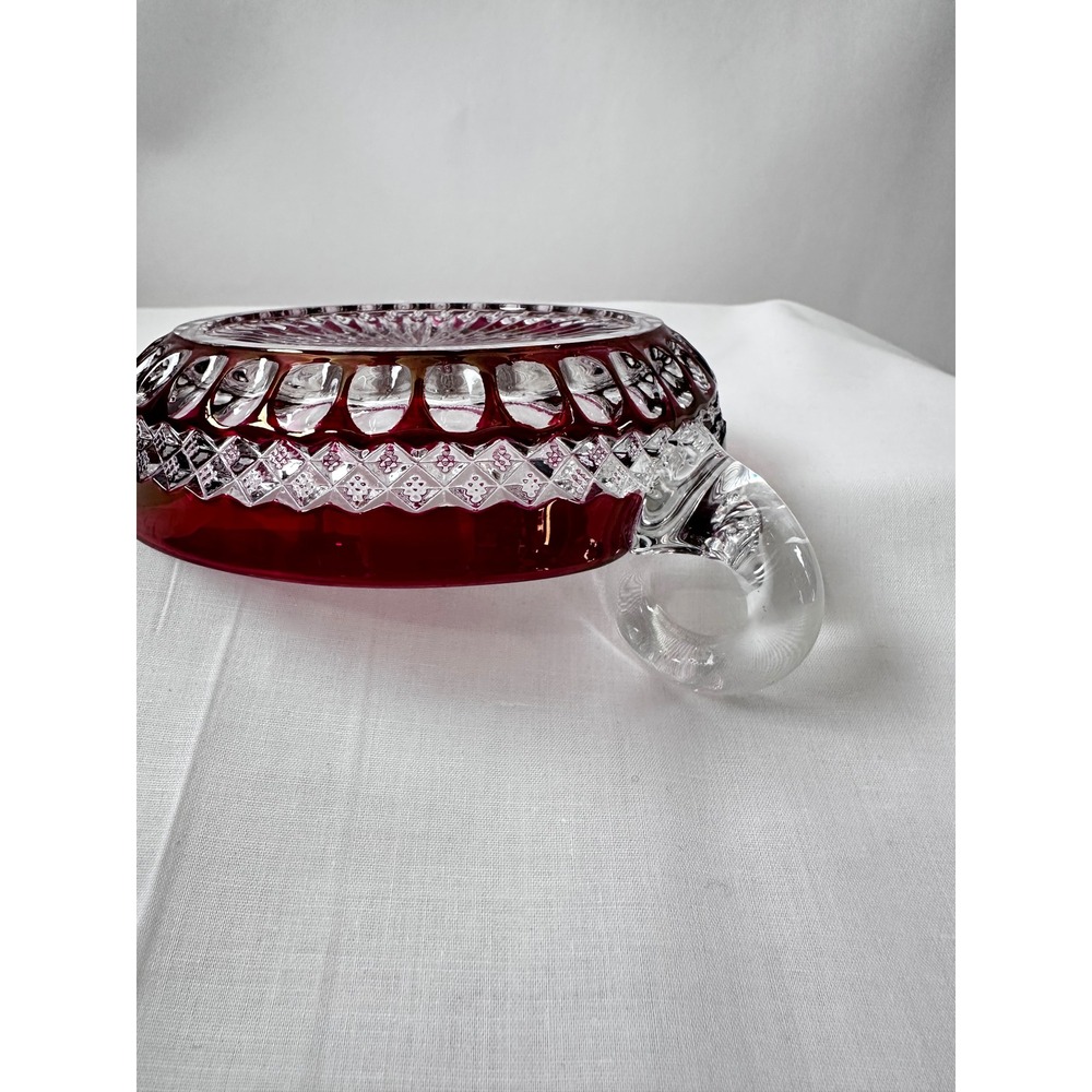 Westmoreland Ruby Red Waterford‎ 5" Heart Shaped Bonbon Nappy Glass Dish Handle - Picture 4 of 14